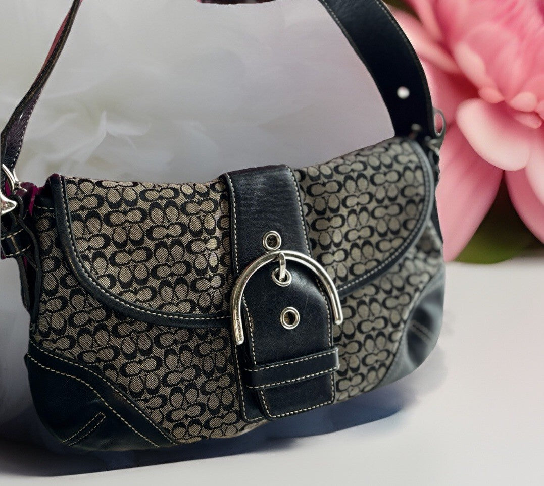 Vintage Coach Mini Soho Buckle Bag β Black/Grey π€
