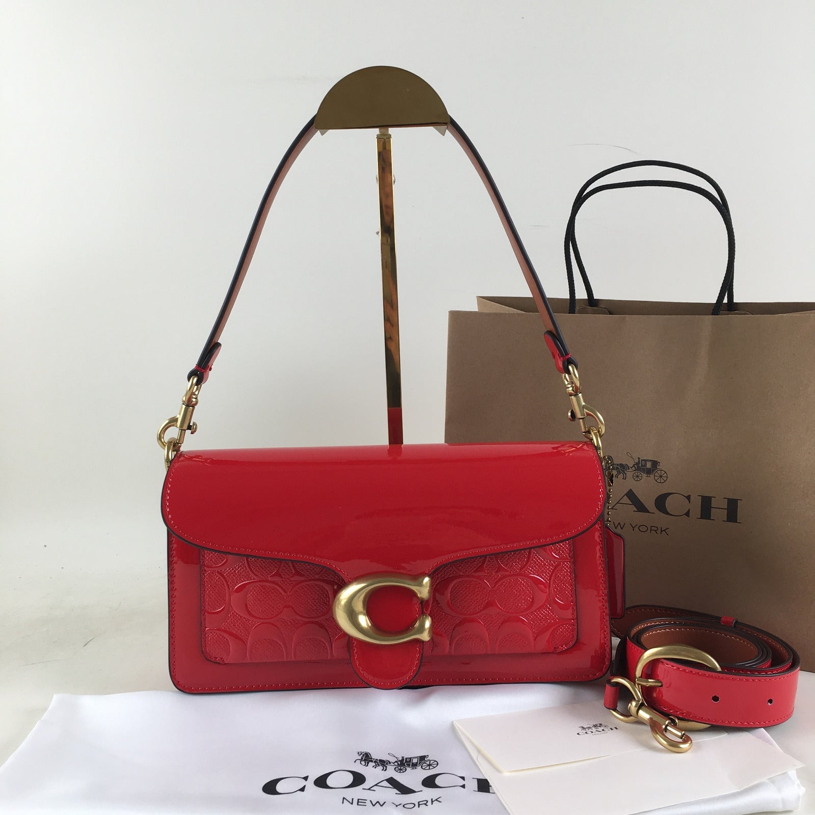 COACH Tabby Crossbody Bag Shoulder Bag - Leather Black & Red