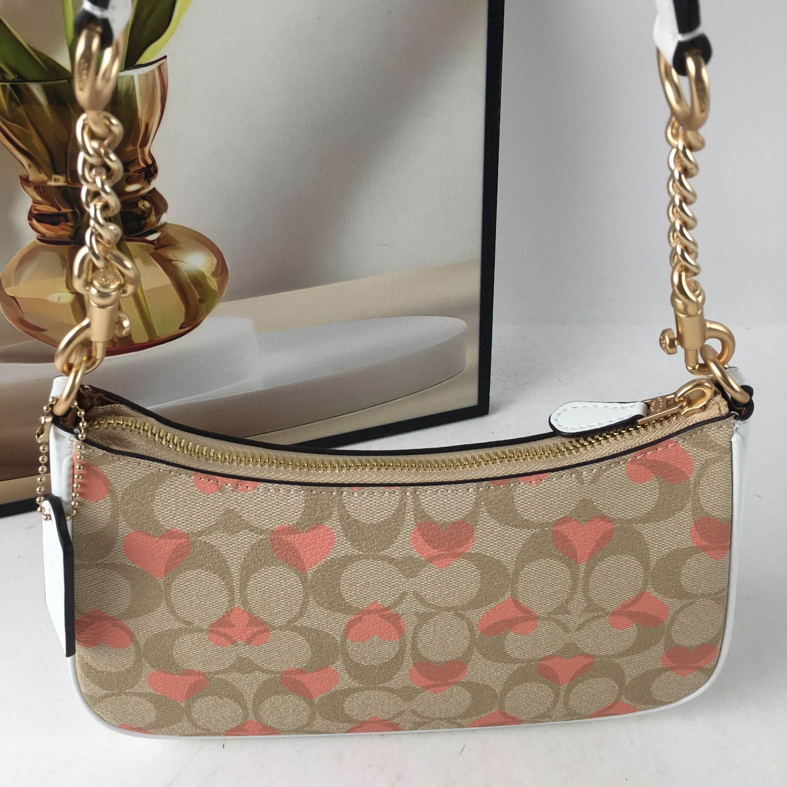 COACH Teri Heart Print Shoulder Crossbody Bag β Signature Canvas, Black, CP190 β€οΈπ
