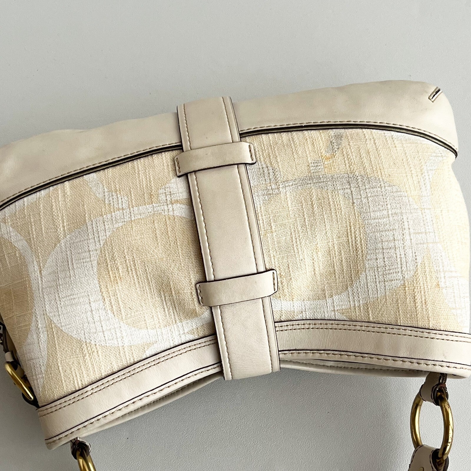 Vintage Coach Legacy Buckle Bag – Ivory Canvas & Leather