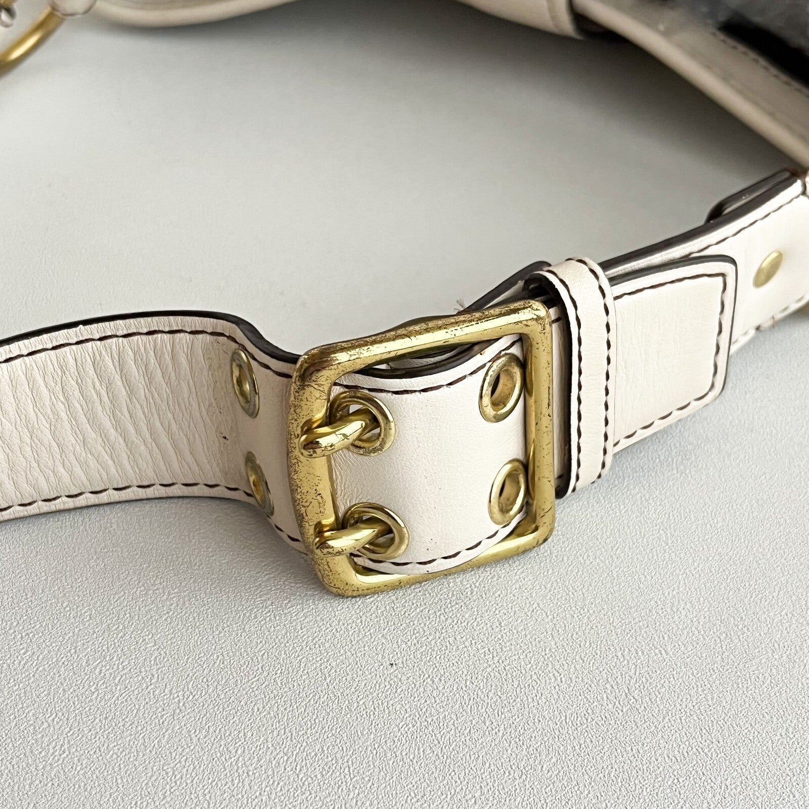 Vintage Coach Legacy Buckle Bag – Ivory Canvas & Leather