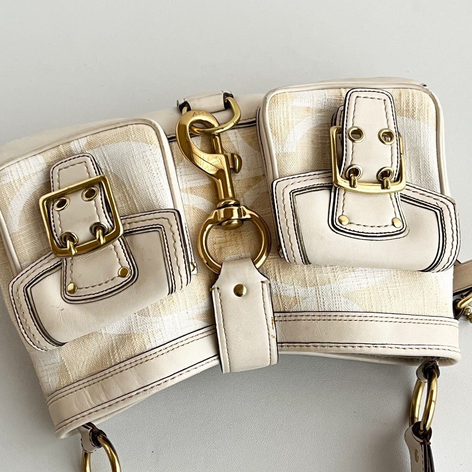 Vintage Coach Legacy Buckle Bag – Ivory Canvas & Leather