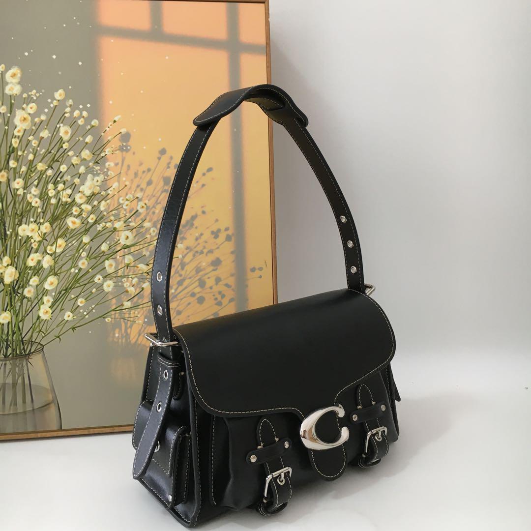 Coach CT721 Leather Soft Tabby Shoulder Bag Crossbody – Black