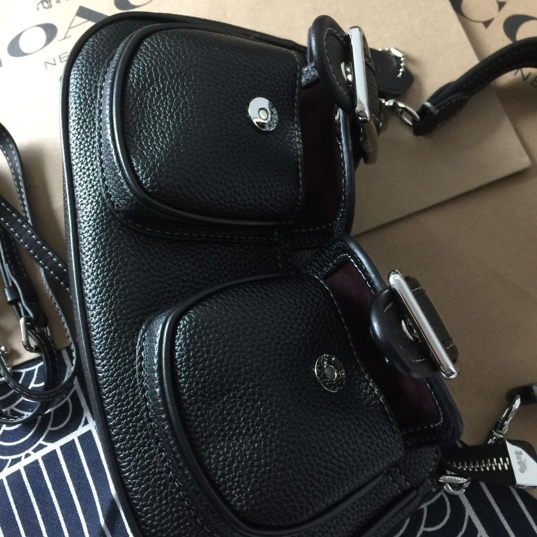 COACH CM079 Ashton Shoulder Bag – Black Leather & Silver Hardware