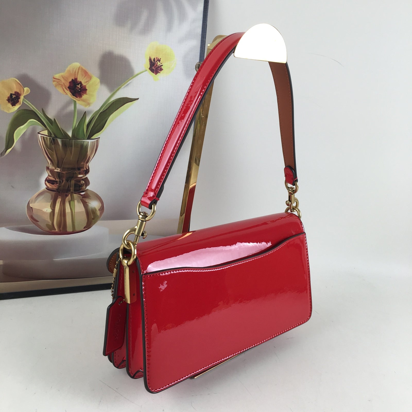 COACH Tabby Crossbody Bag Shoulder Bag - Leather Black & Red
