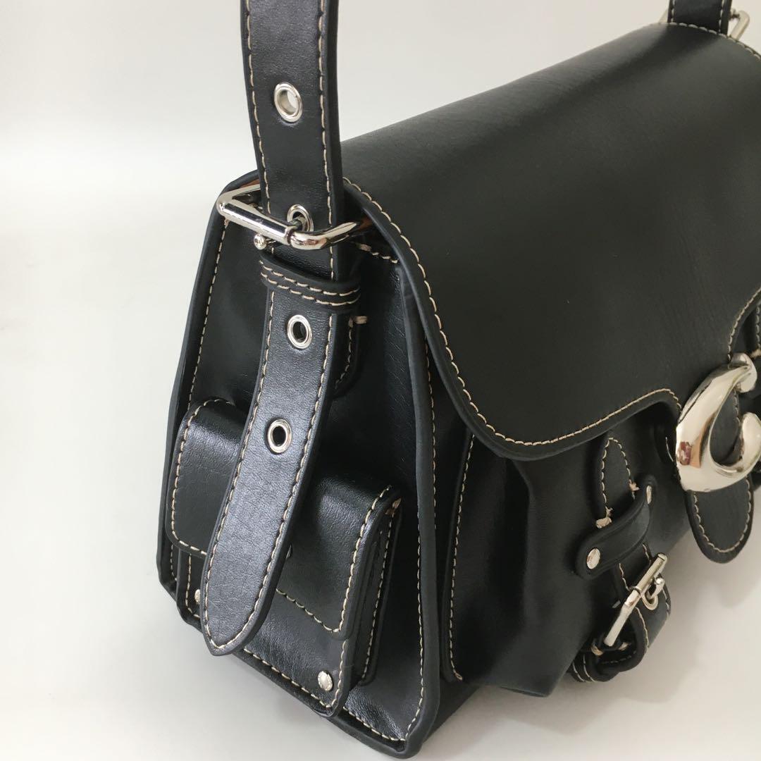 Coach CT721 Leather Soft Tabby Shoulder Bag Crossbody – Black