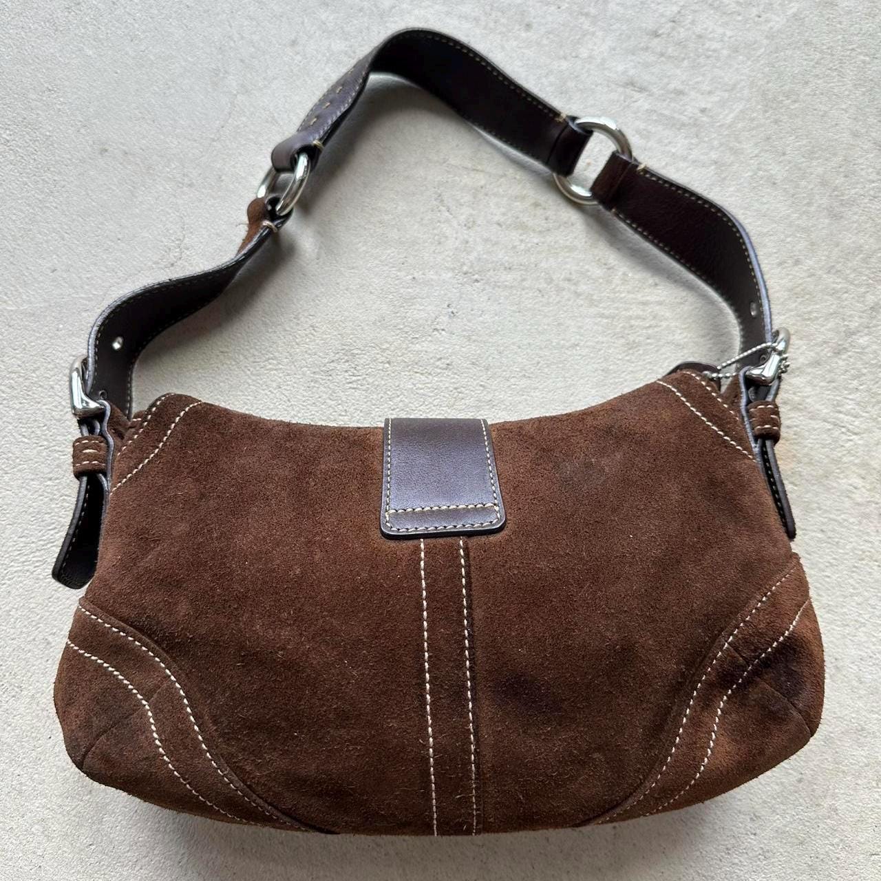 RARE! Vintage Y2K Coach Brown Suede Mini Soho Shoulder Bag 👜✨
