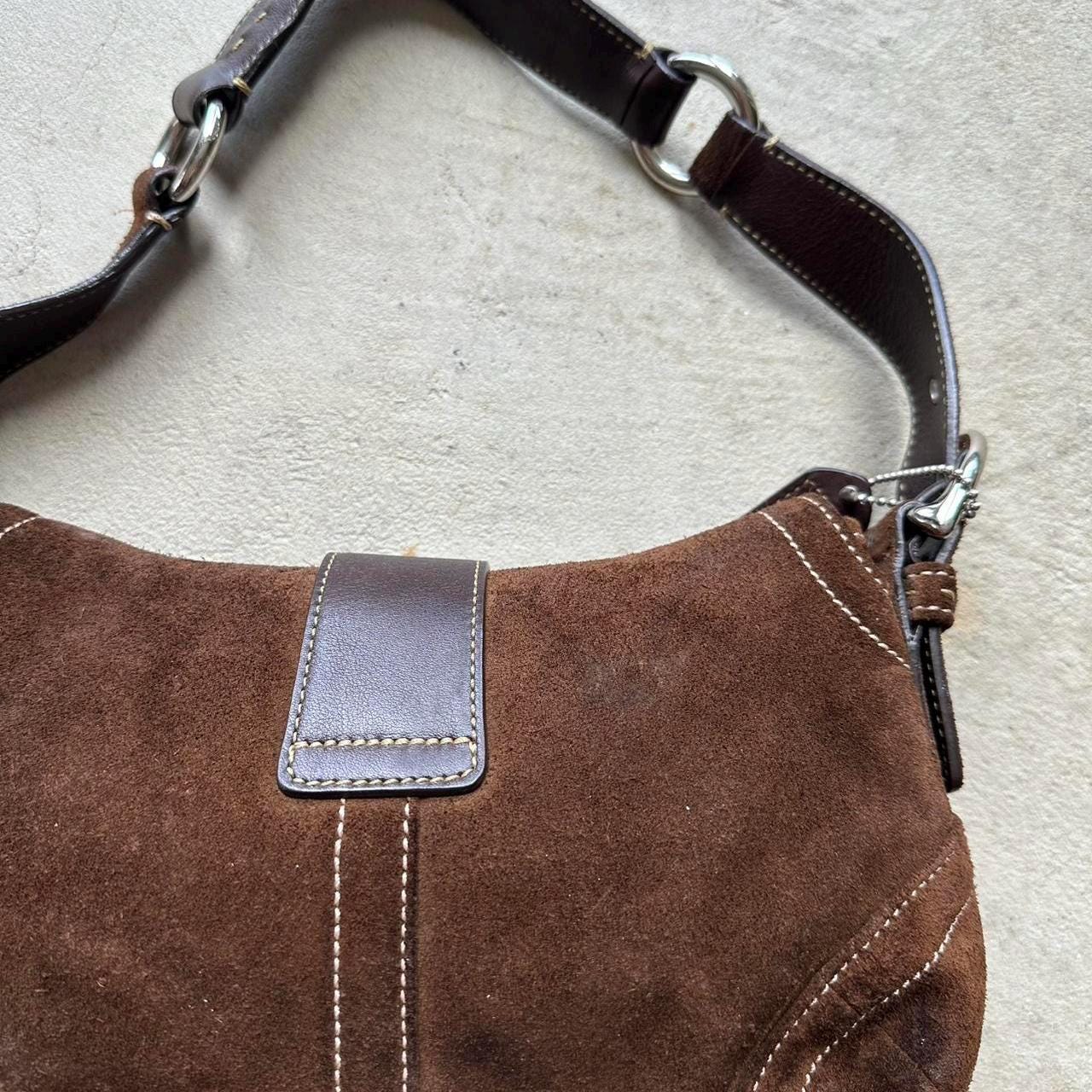 RARE! Vintage Y2K Coach Brown Suede Mini Soho Shoulder Bag 👜✨