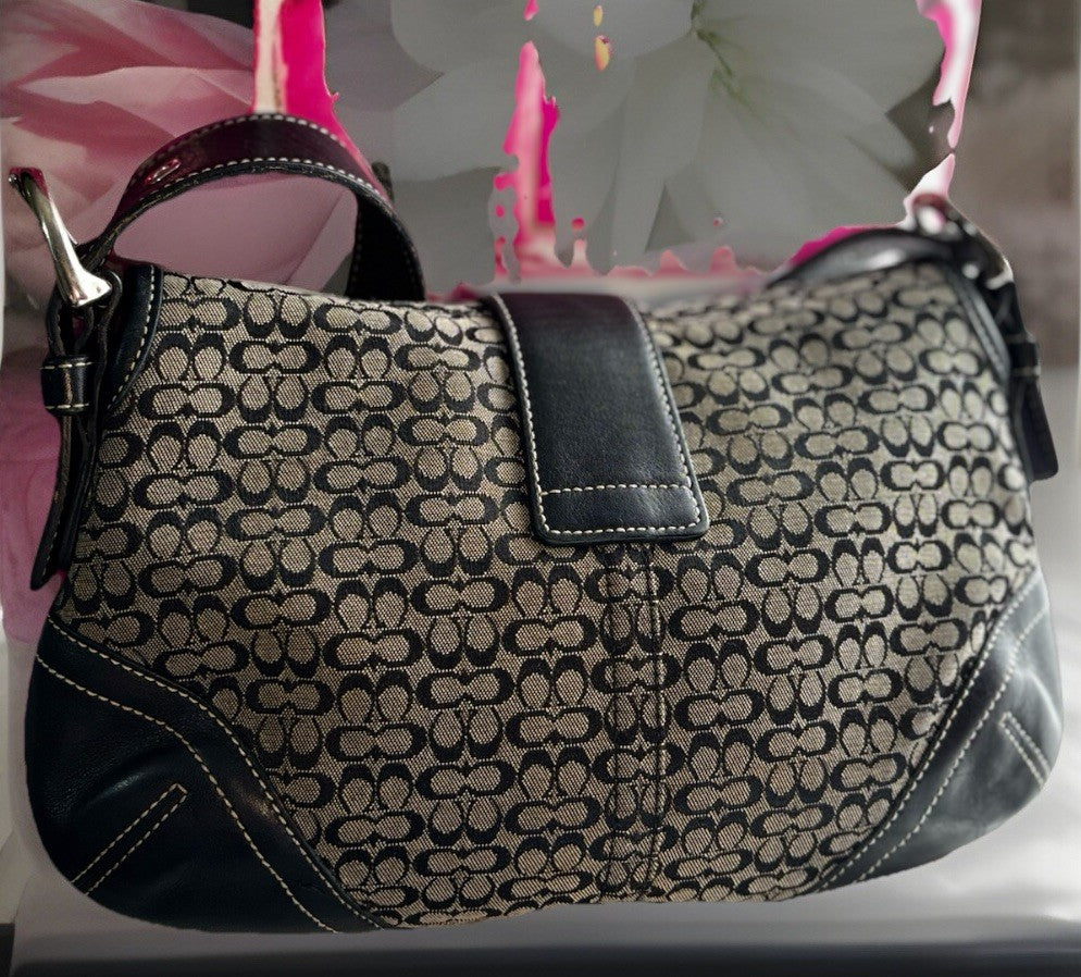 Vintage Coach Mini Soho Buckle Bag β Black/Grey π€