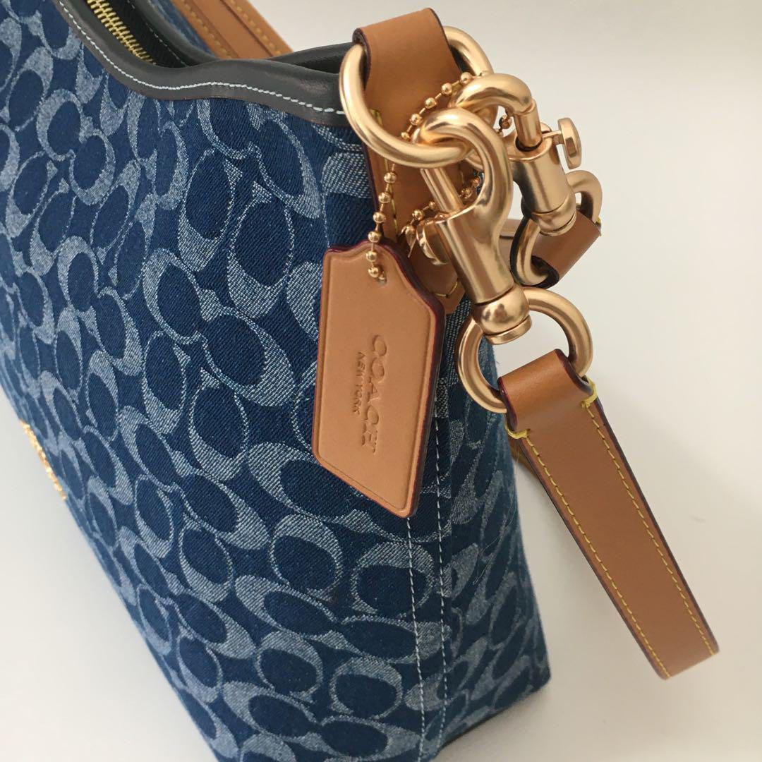 COACH Laurel Shoulder Bag Signature Denim – Denim/Natural CY702 Outlet NEW