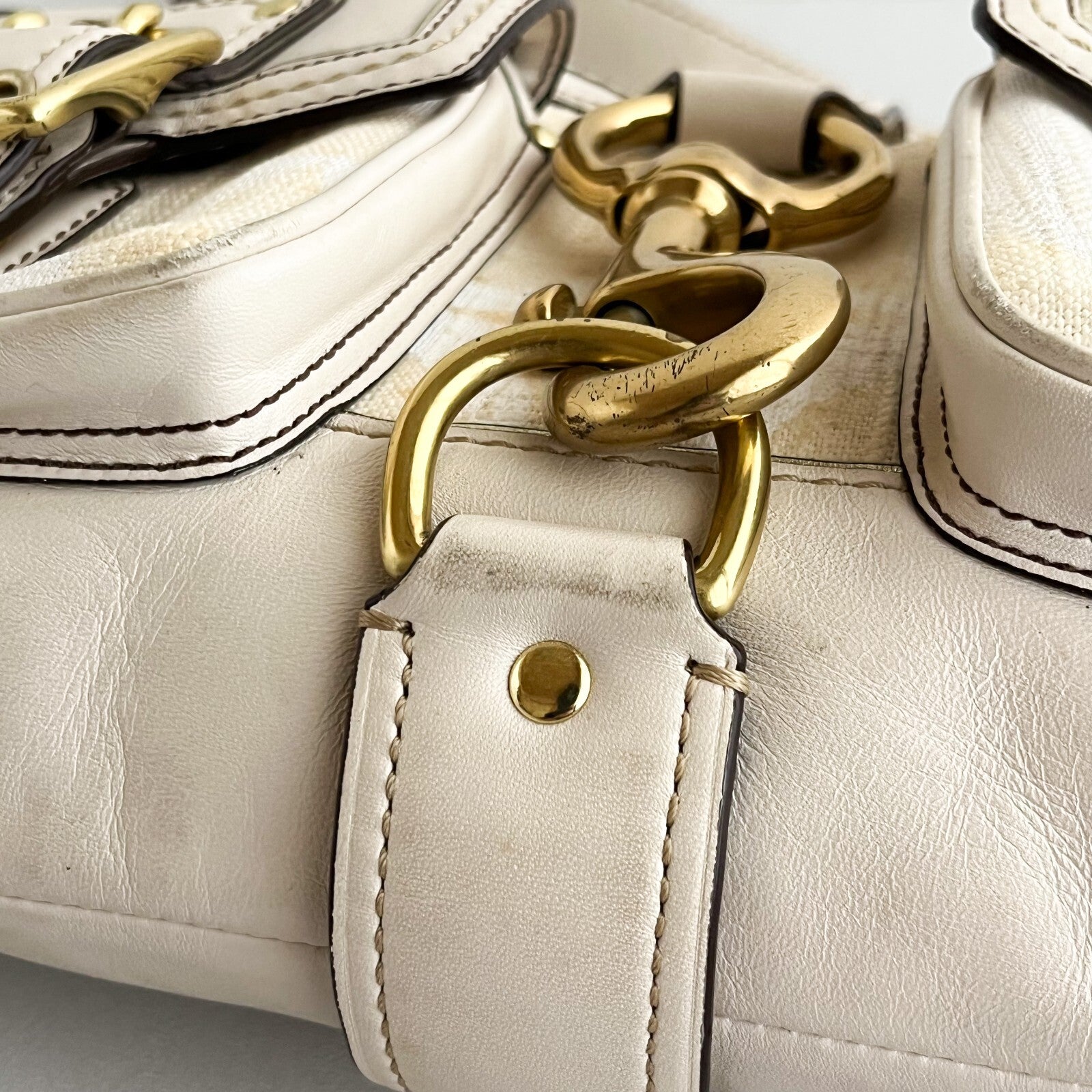 Vintage Coach Legacy Buckle Bag – Ivory Canvas & Leather