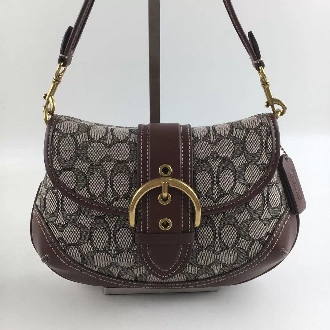 COACH Soho Signature Jacquard Top Handle Shoulder Bag CJ814 β Brown π