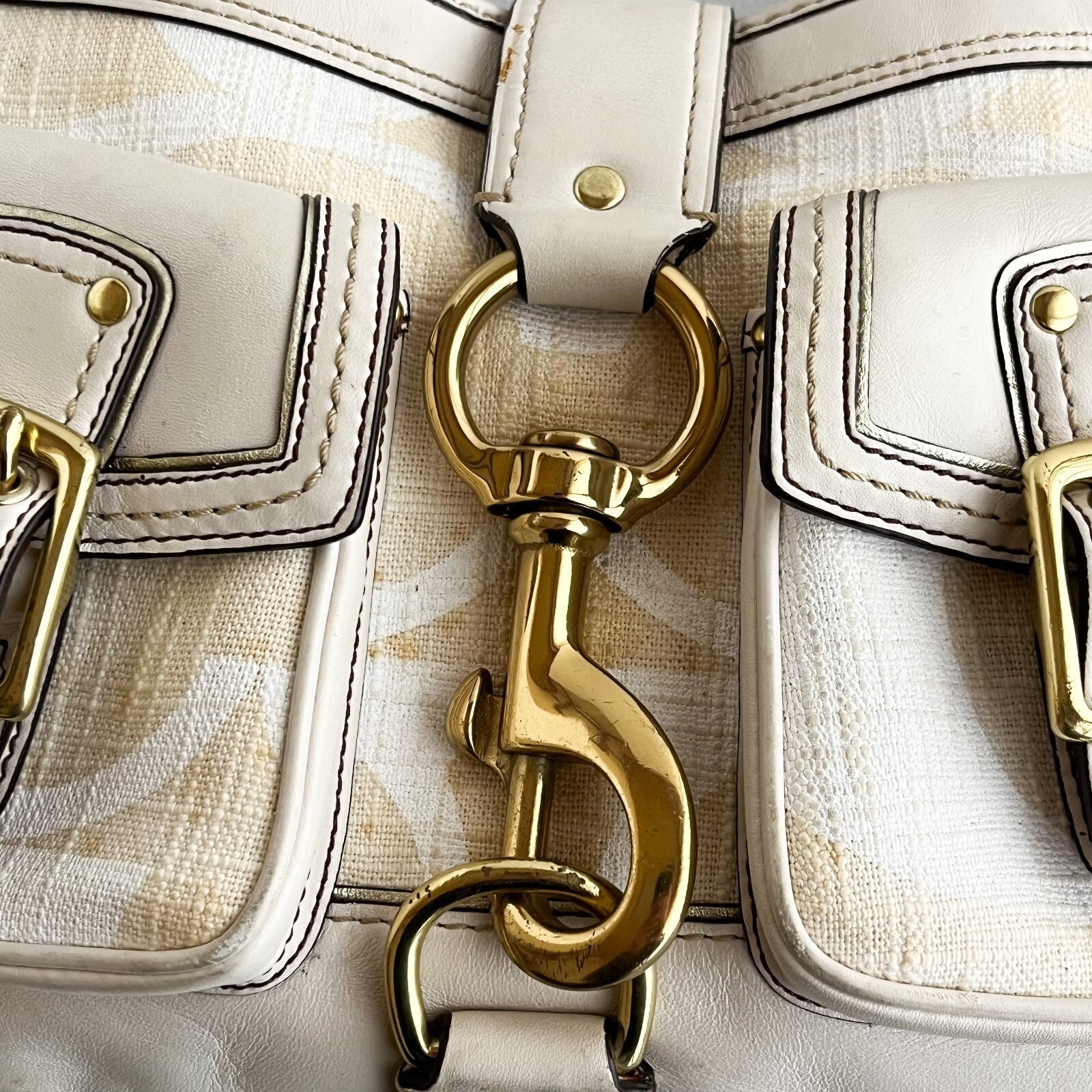 Vintage Coach Legacy Buckle Bag – Ivory Canvas & Leather