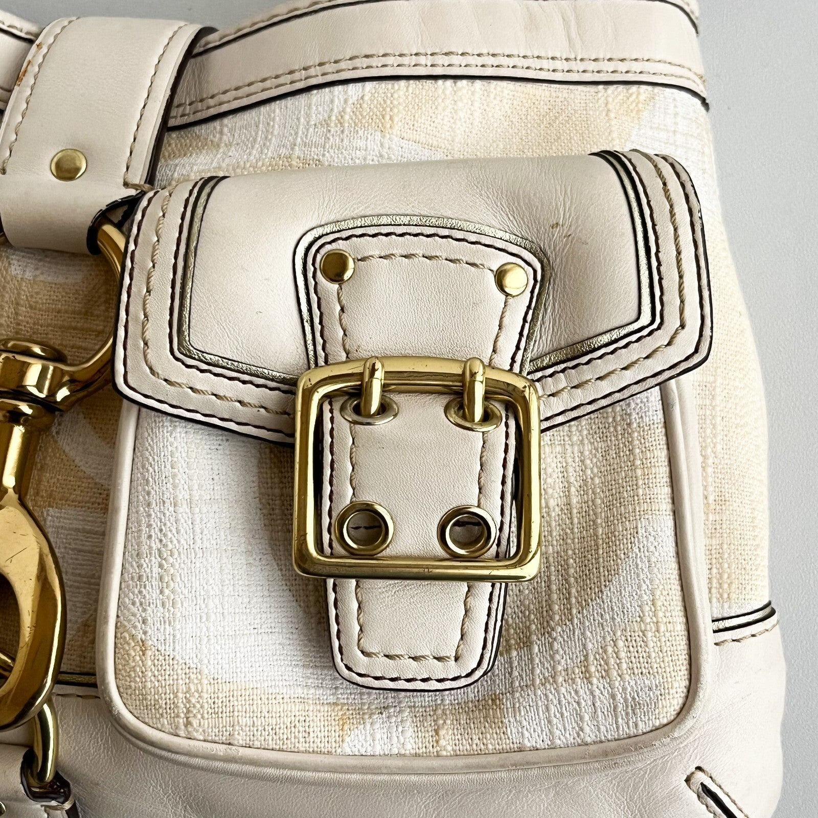 Vintage Coach Legacy Buckle Bag – Ivory Canvas & Leather