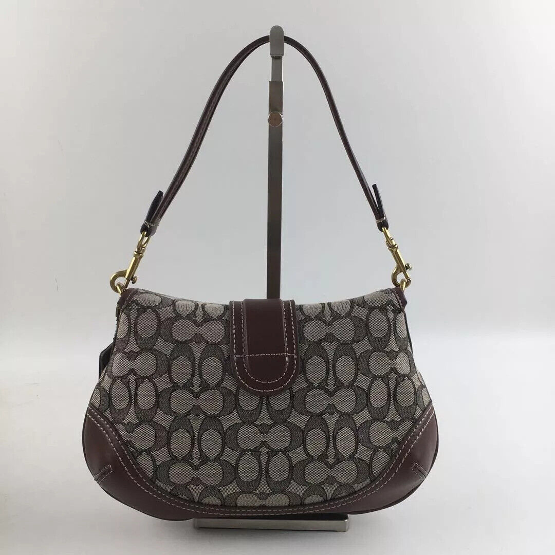 COACH Soho Signature Jacquard Top Handle Shoulder Bag CJ814 β Brown π