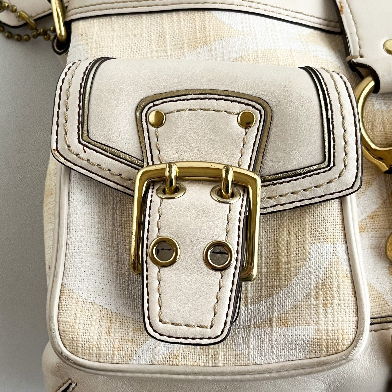 Vintage Coach Legacy Buckle Bag – Ivory Canvas & Leather