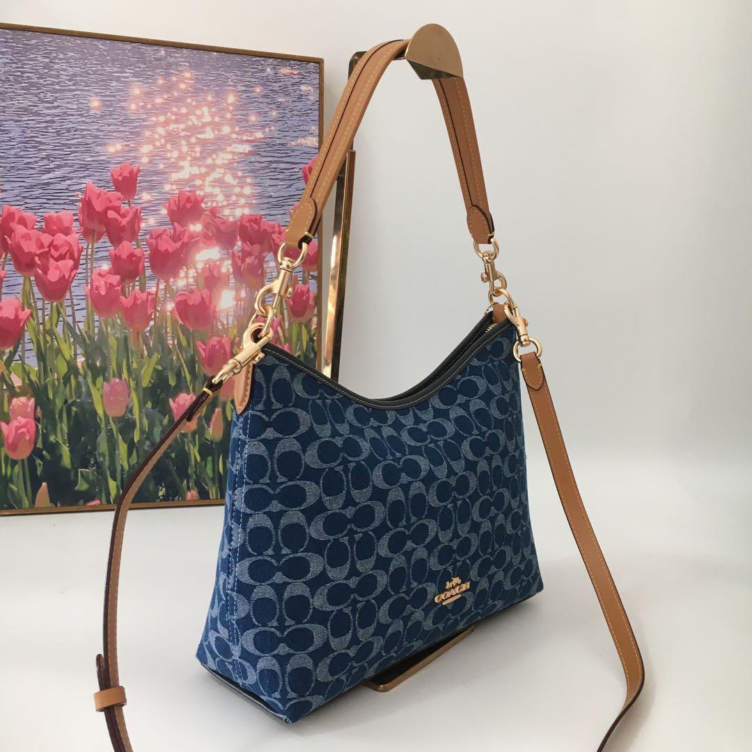 COACH Laurel Shoulder Bag Signature Denim – Denim/Natural CY702 Outlet NEW