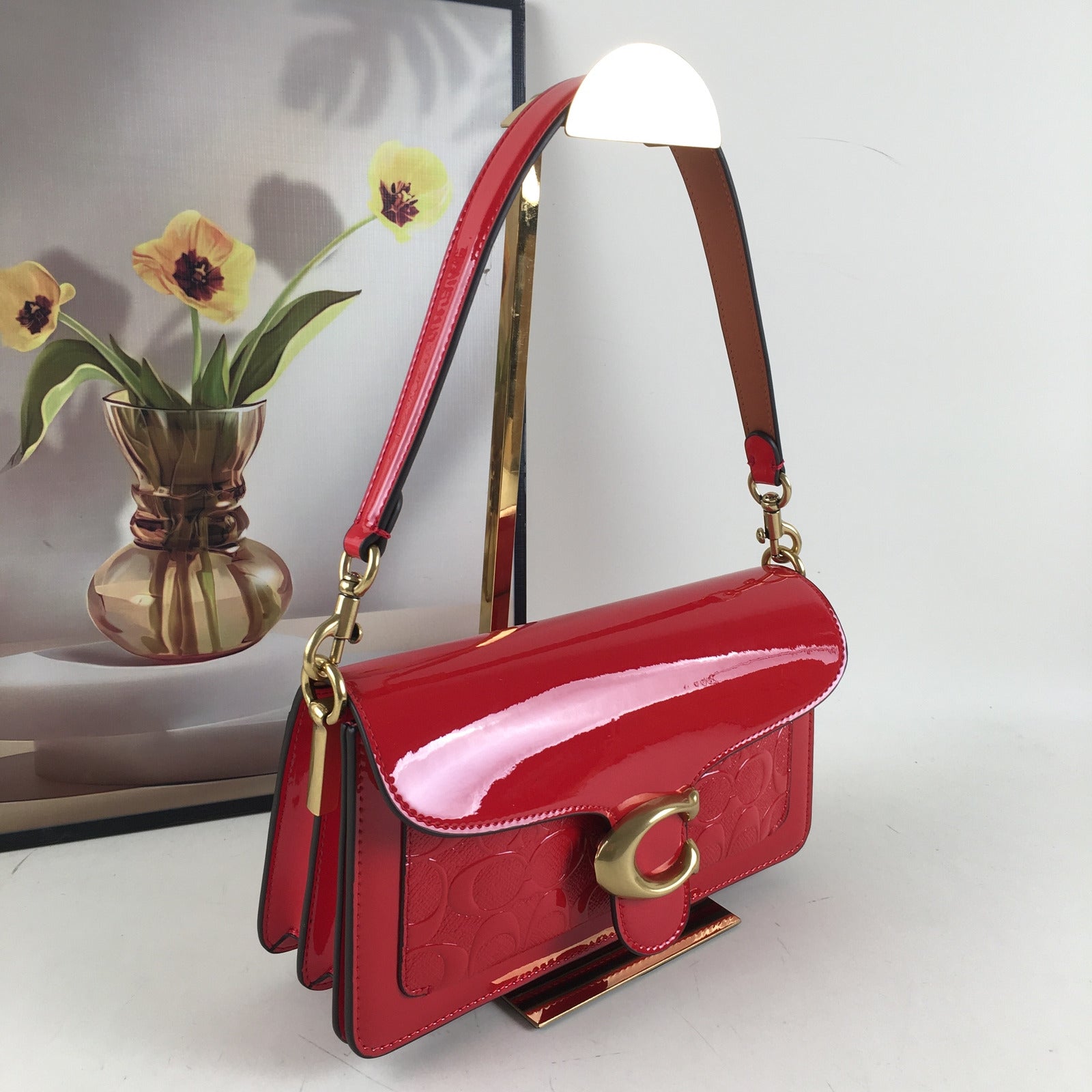 COACH Tabby Crossbody Bag Shoulder Bag - Leather Black & Red