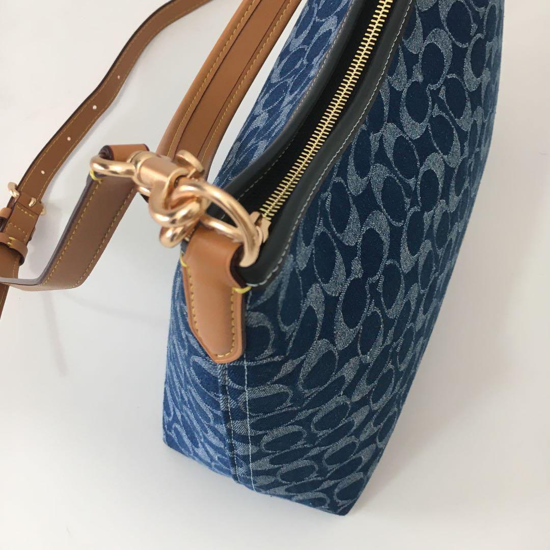 COACH Laurel Shoulder Bag Signature Denim – Denim/Natural CY702 Outlet NEW