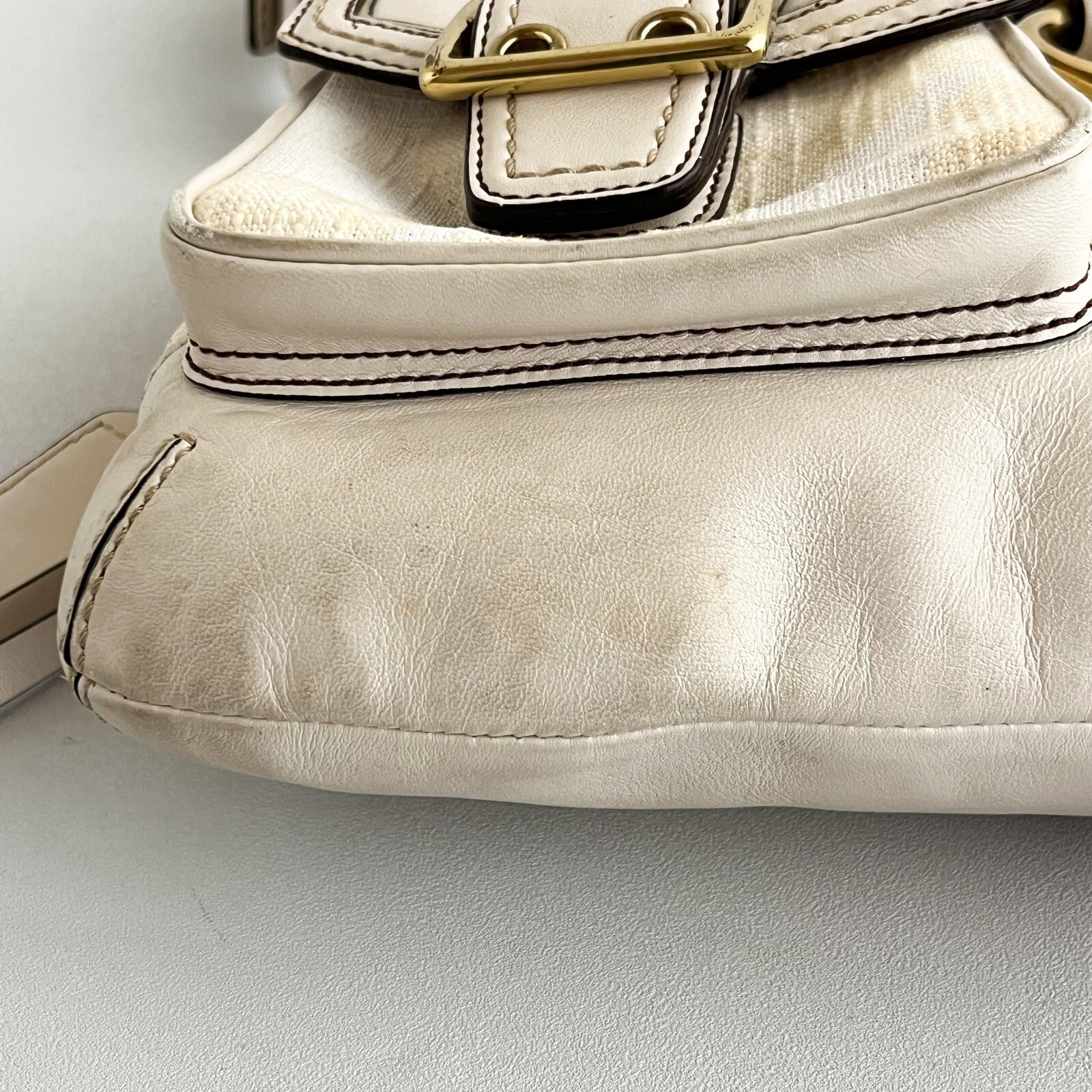 Vintage Coach Legacy Buckle Bag – Ivory Canvas & Leather