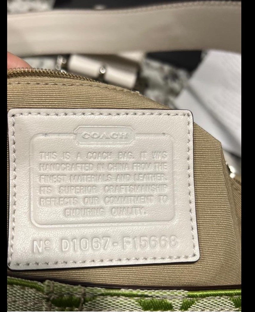 Coach Soho Shoulder Bag β Lime Green Canvas & Leather π