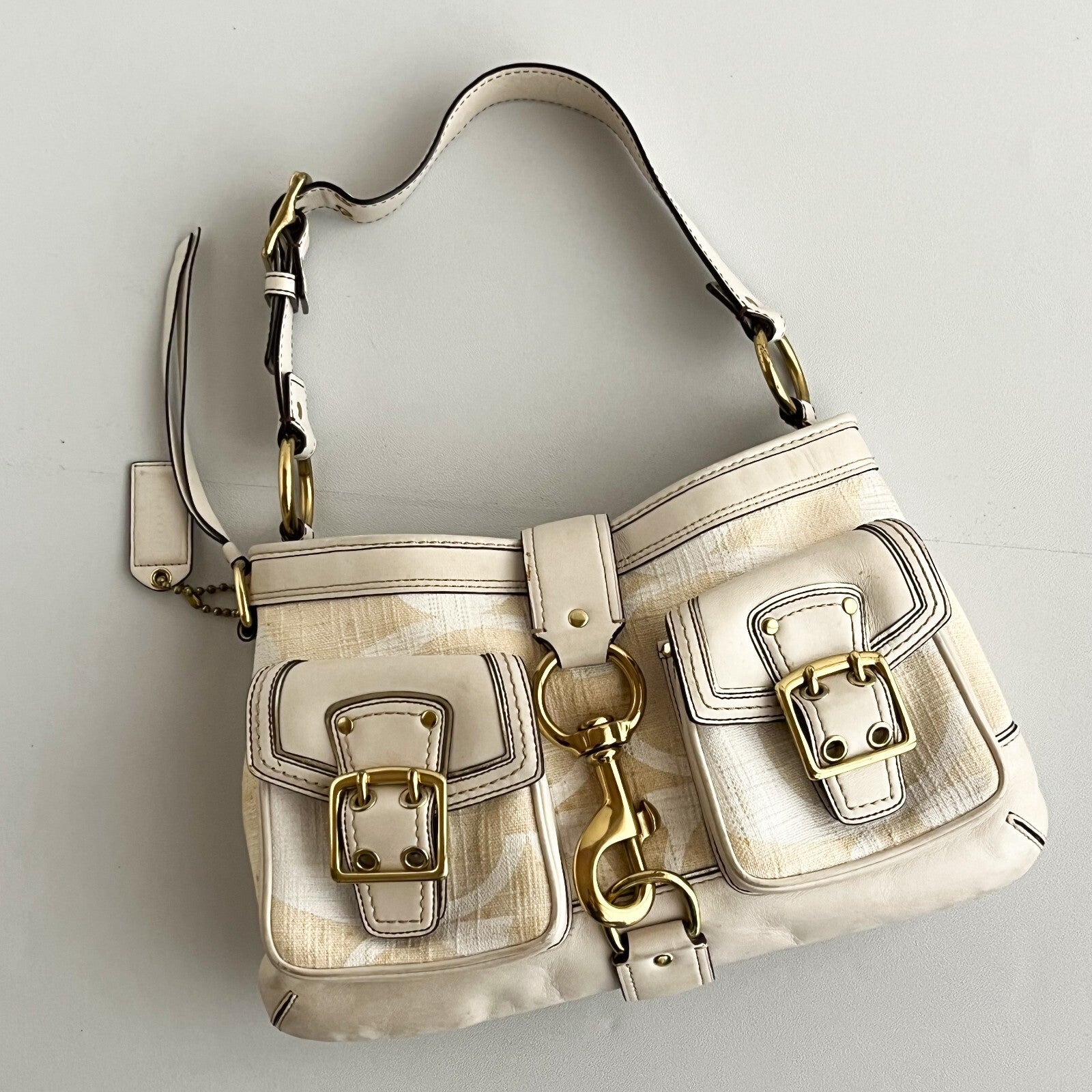 Vintage Coach Legacy Buckle Bag – Ivory Canvas & Leather