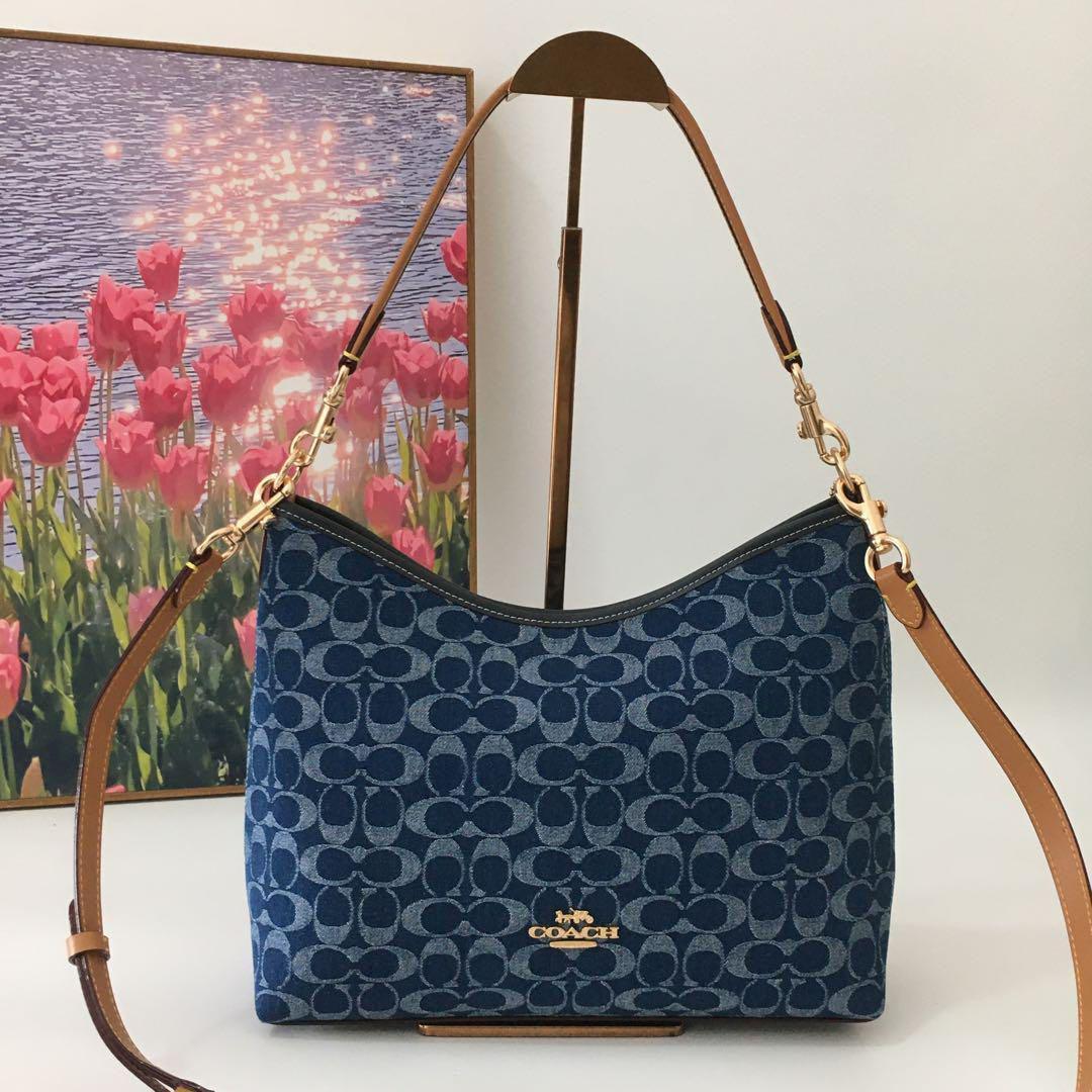 COACH Laurel Shoulder Bag Signature Denim – Denim/Natural CY702 Outlet NEW