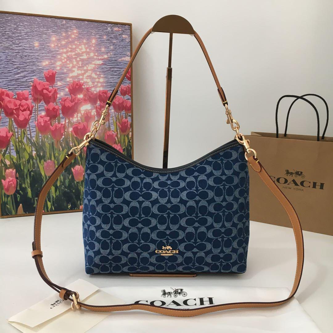 COACH Laurel Shoulder Bag Signature Denim – Denim/Natural CY702 Outlet NEW