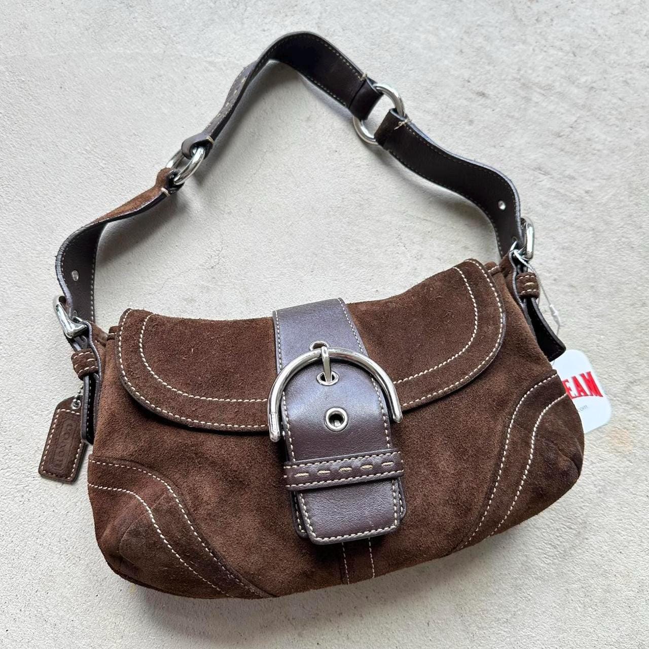 RARE! Vintage Y2K Coach Brown Suede Mini Soho Shoulder Bag 👜✨