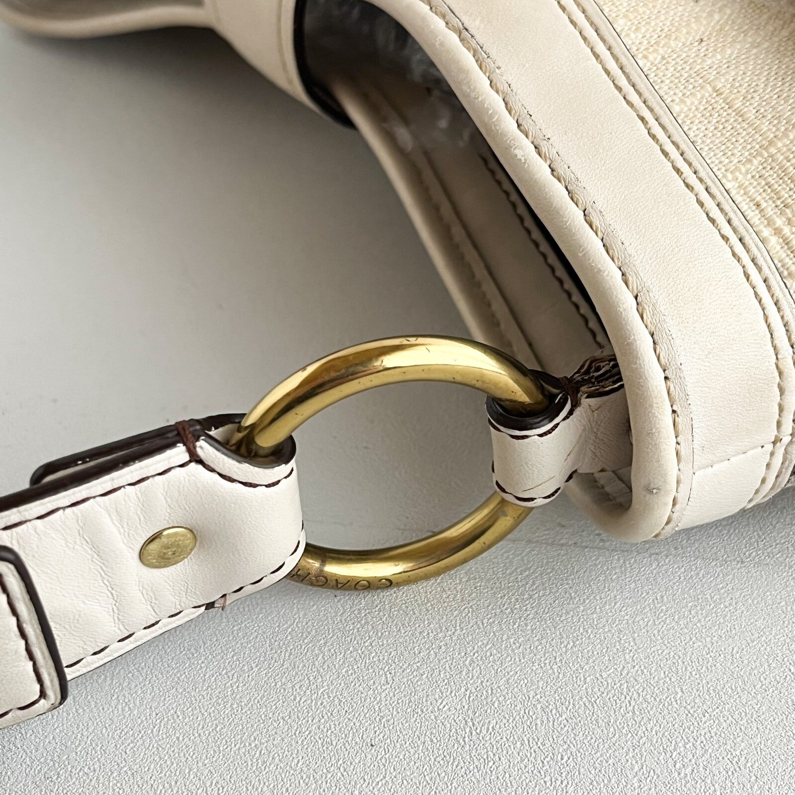 Vintage Coach Legacy Buckle Bag – Ivory Canvas & Leather