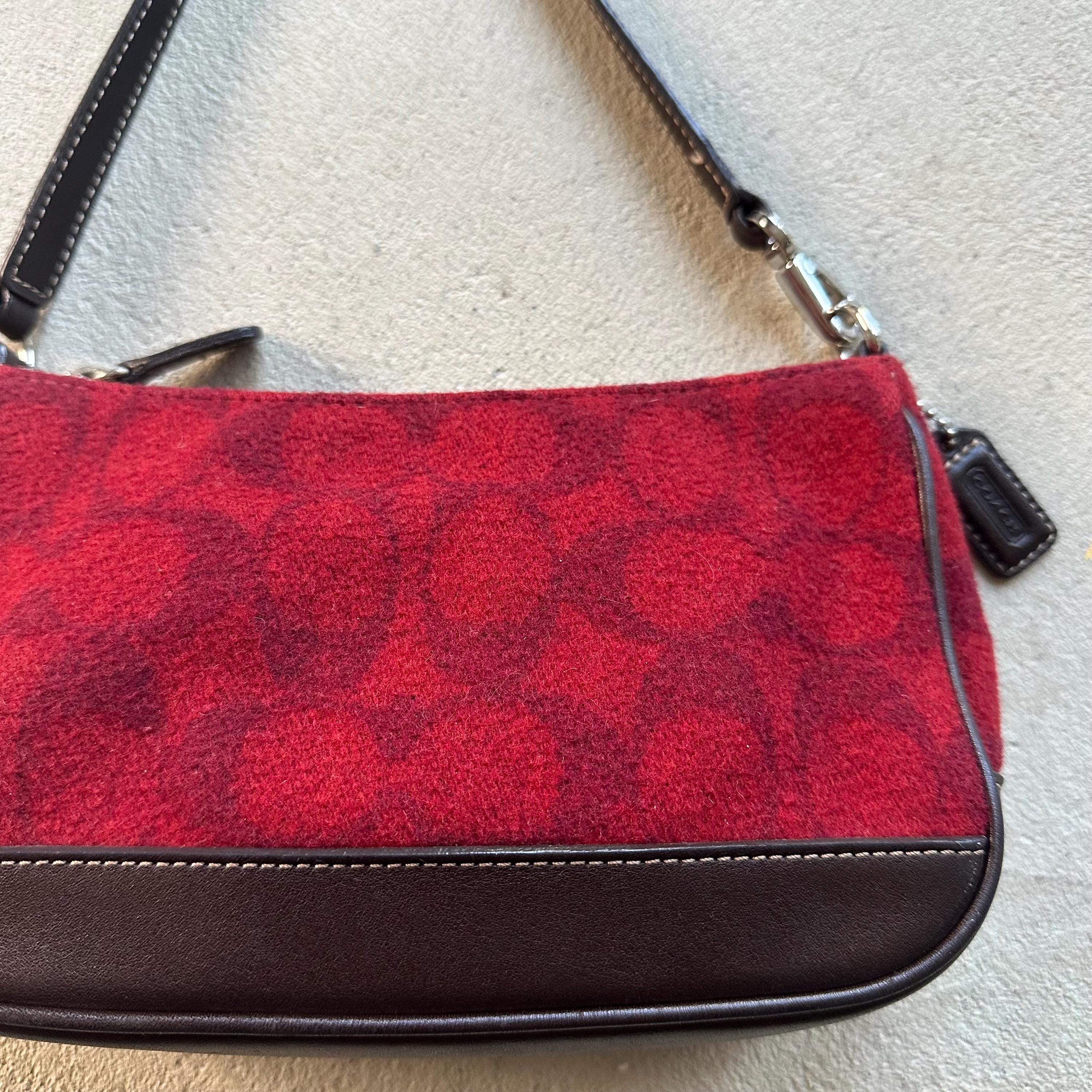 Vintage Coach Demi Red Wool Shoulder Bag ❤️