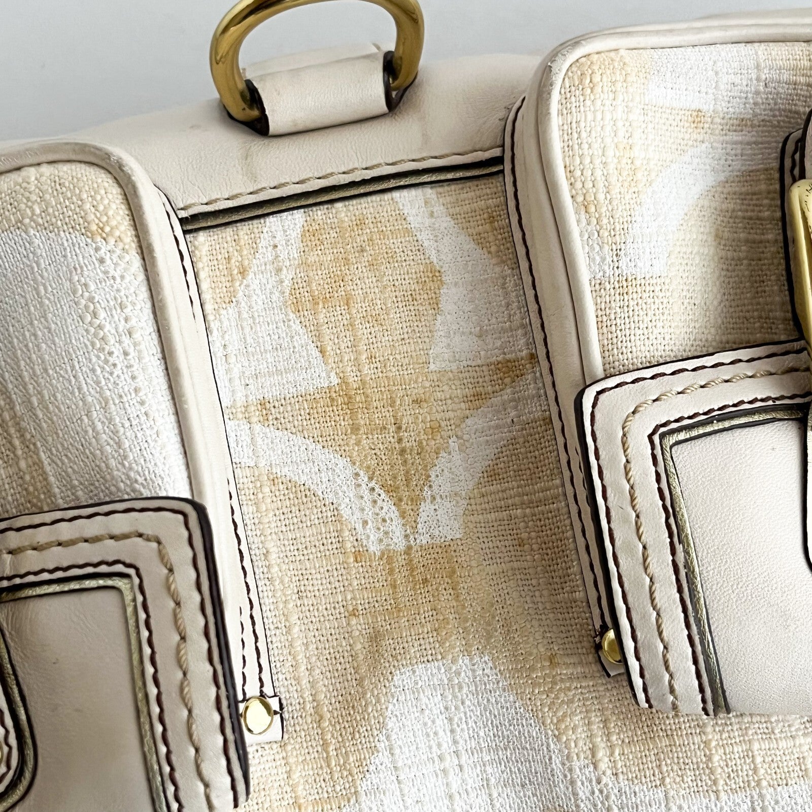 Vintage Coach Legacy Buckle Bag – Ivory Canvas & Leather