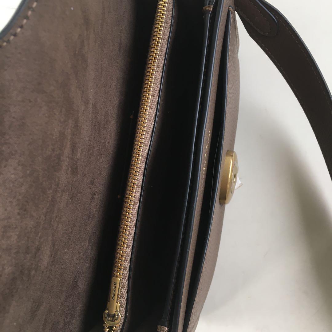 COACH CM546 2way Shoulder Bag – Leather & Canvas Brown